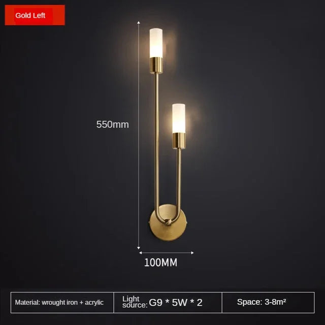 Moderne Gold LED Wandleuchte – Nordische Wandleuchte für Wohnzimmer, Schlafzimmer, Küche und Flur Dekor