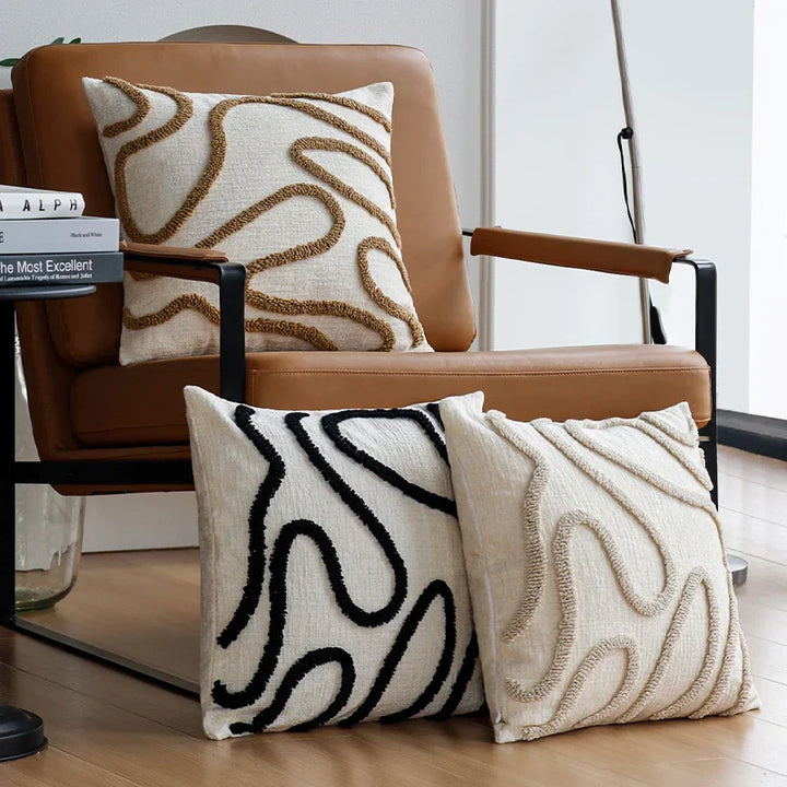 Boho Chenille Kissen mit weichen geometrischen Linien für Sofa und Wohnzimmer