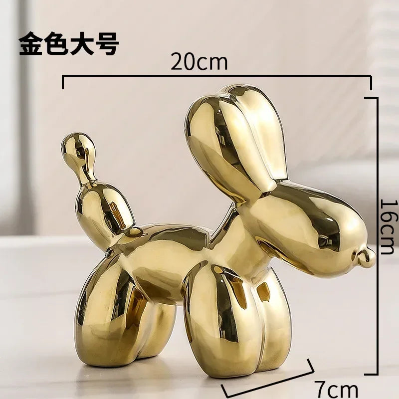 Nordic Keramische Ballonhund Skulptur Gold Tier Dekorationen Statue Wohnzimmer Ornamente Kreatives Schreibtisch Ornament Heim Deko