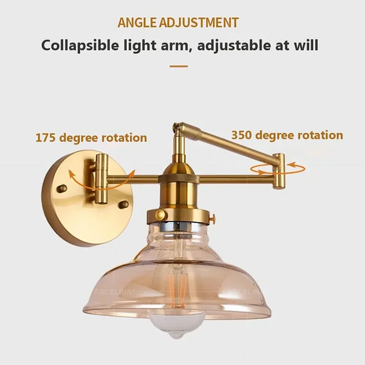 Nordic LED Glas Wandlampe – Schwenkarm Teleskop Klapp Leseleuchte für Schlafzimmer, Wohnzimmer und Arbeitszimmer, verstellbares langes Stangendesign