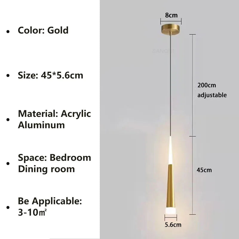 Nordic LED Pendelleuchte – Lange Hängeleuchte für Schlafzimmer, Wohnzimmer, Esszimmer und Arbeitszimmer – Moderne Wohnkultur Lichtobjekt