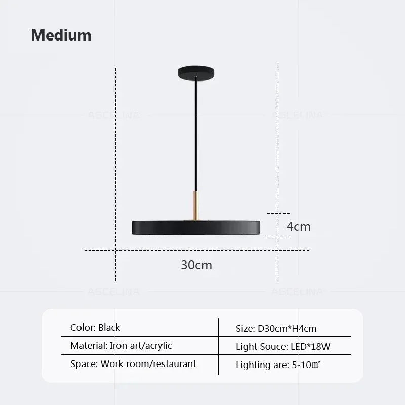 Moderne LED Pendelleuchte – 23/30cm Scheibenhängelampe für Schlafzimmer, Wohnzimmer, Büro und Gang – Dimmbares LED Deckenlicht