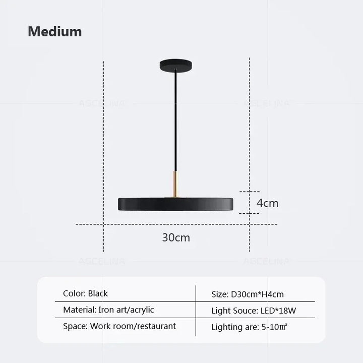 Moderne LED Pendelleuchte – 23/30cm Scheibenhängelampe für Schlafzimmer, Wohnzimmer, Büro und Gang – Dimmbares LED Deckenlicht