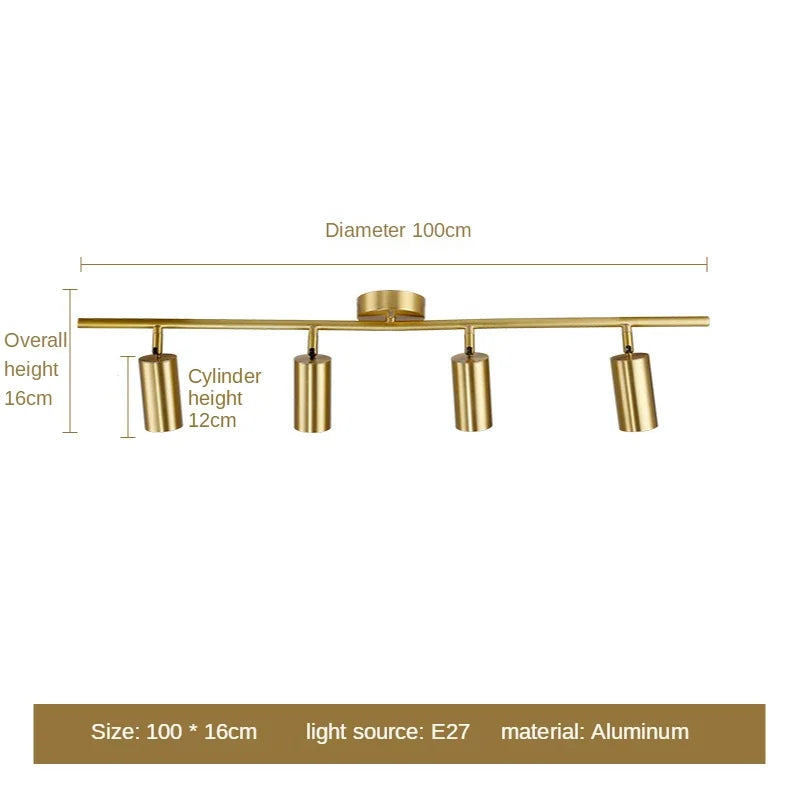Moderne Gold-Spotlight-Deckenleuchte – Nordischer minimalistischer E27 LED-Leuchte für Wohnzimmer, Schlafzimmer und Küche