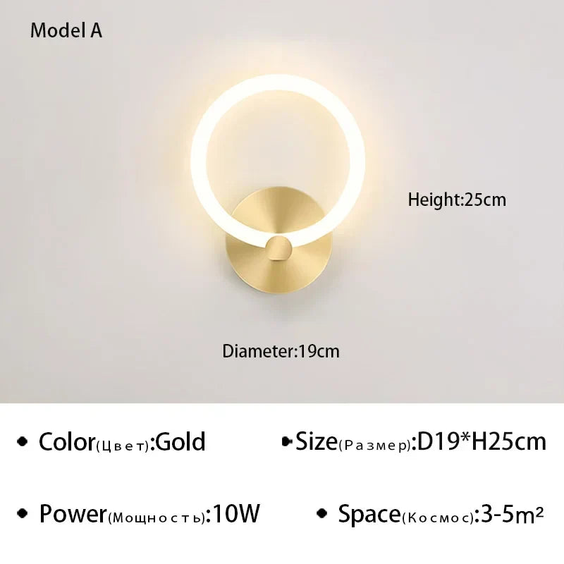 Moderne nordische LED-Wandlampe – Elegante Ringlichtleuchte für Schlafzimmer, Wohnzimmer und Hotelausstattung