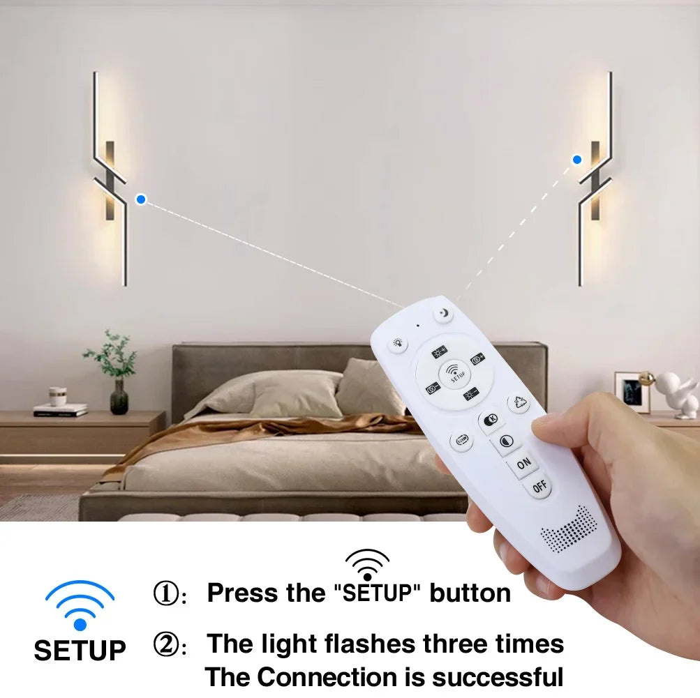 Moderne dimmbare LED-Wandleuchte – Fernbedienbare minimalistische Wandleuchte für Schlafzimmer, Wohnzimmer und TV-Hintergrund