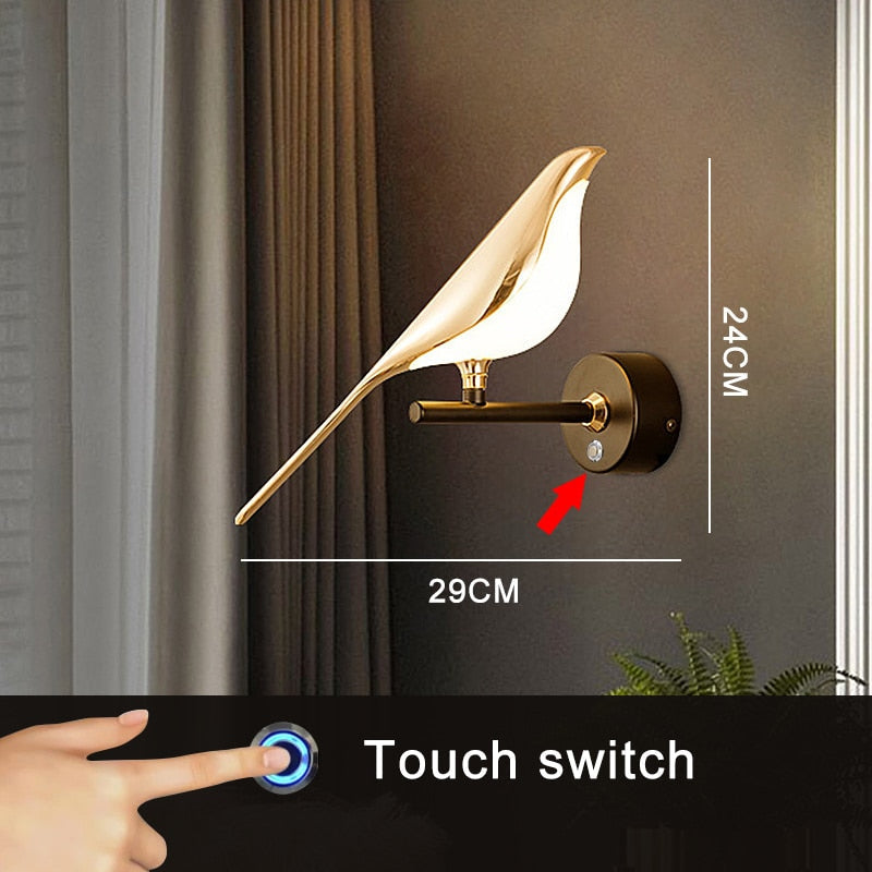 Moderne nordische Wandvogel Lampe