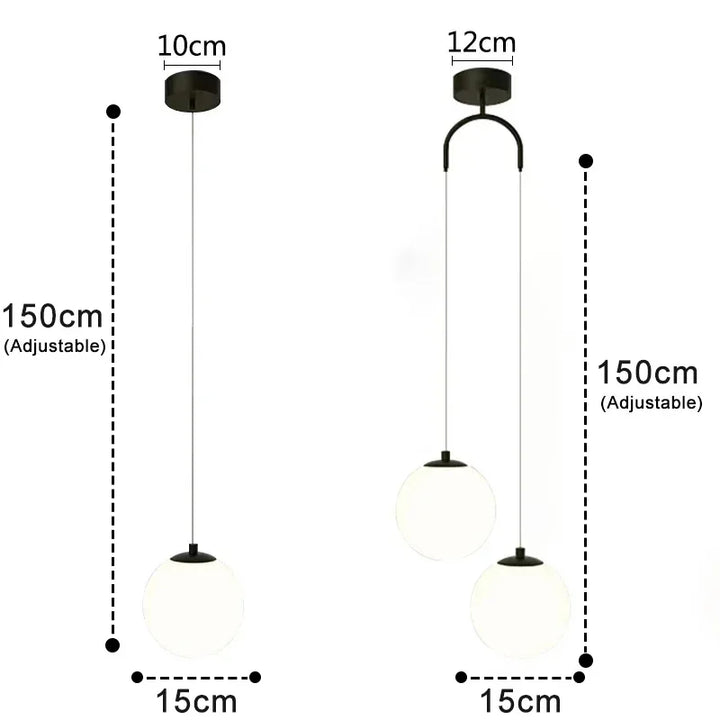 Moderne Glas LED Pendelleuchte – Nordischer Stil Hängeleuchte für Wohnzimmer, Schlafzimmer, Restaurant und Bar, 220V AC, Innenbeleuchtung Einbauleuchte