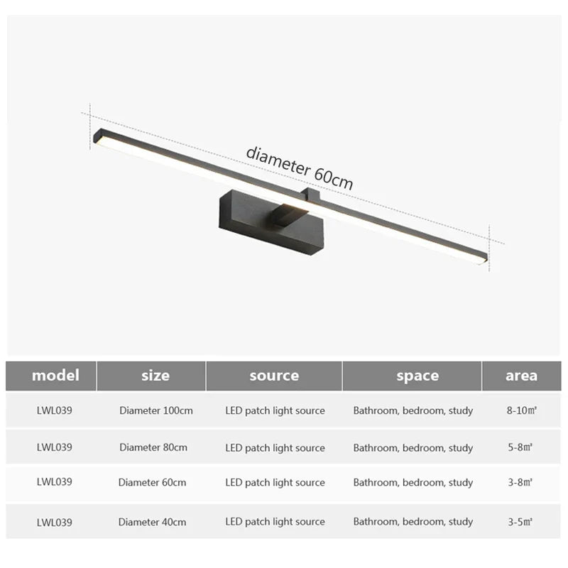 Moderne LED Wandleuchte für das Badezimmer – 3-farbig einstellbare Licht Aluminium LED Spiegel Lampe für Make-up und Baden