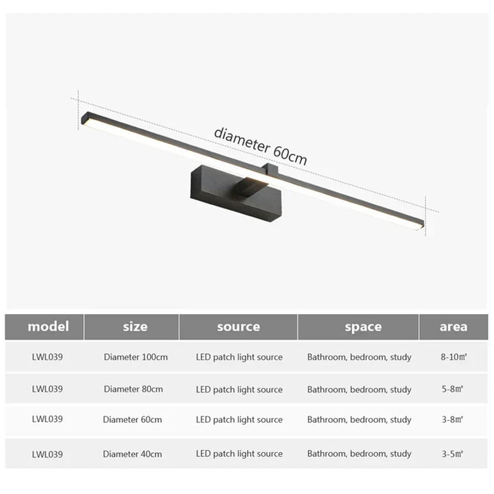 Moderne LED Wandleuchte für das Badezimmer – 3-farbig einstellbare Licht Aluminium LED Spiegel Lampe für Make-up und Baden