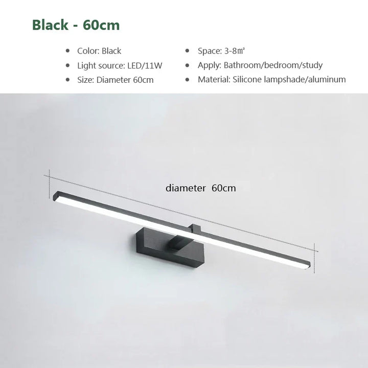 Moderne LED Wandleuchte für das Badezimmer – 3-farbig einstellbare Licht Aluminium LED Spiegel Lampe für Make-up und Baden
