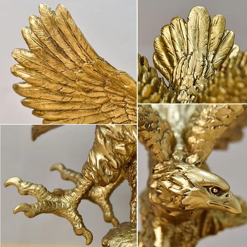 Harz Goldener Adler Statue Kunst Tier Modell Sammlung Ornament Home Büro Schreibtisch Feng Shui Dekor Figuren einfach