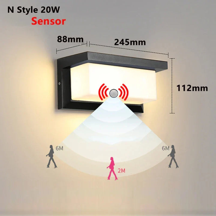 Moderne LED Außenwandleuchte mit Bewegungssensor - Wasserdichte IP65 Terrassenlichter für Balkon Garten