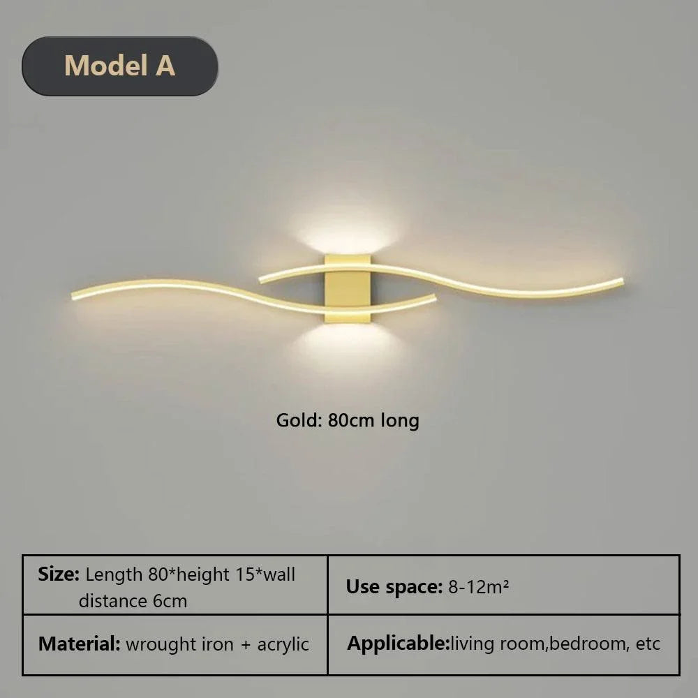 Moderne LED Wandlampe – Schwarze, Weiße und Goldene Wandlicht-Applikation für Wohnraum, Schlafzimmer, Nachttisch und dekorative Beleuchtung