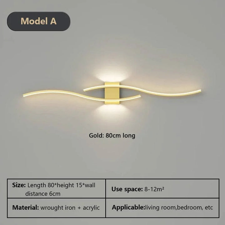 Moderne LED Wandlampe – Schwarze, Weiße und Goldene Wandlicht-Applikation für Wohnraum, Schlafzimmer, Nachttisch und dekorative Beleuchtung