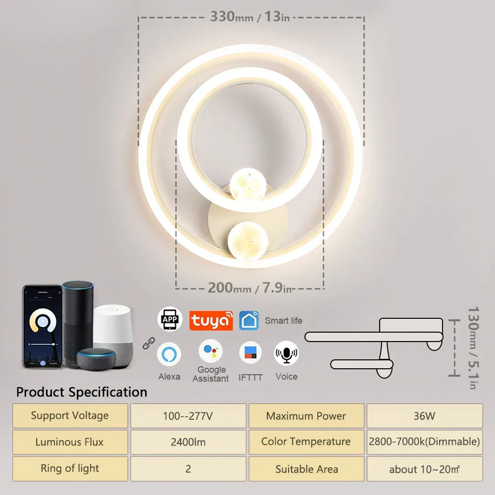 Moderne LED-Wandlampe – Einstellbare 3-Farben-Leuchte für Schlafzimmer, Wohnzimmer, Balkon und Innendekoration
