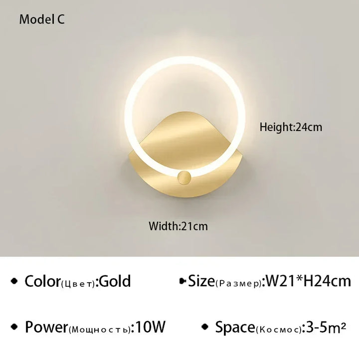 Moderne nordische LED-Wandlampe – Elegante Ringlichtleuchte für Schlafzimmer, Wohnzimmer und Hotelausstattung