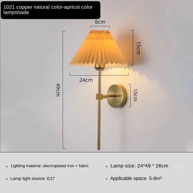Nordic LED Wandleuchte – Modernes Retro-Design für Wohnzimmer, Schlafzimmer und Arbeitszimmer, E27-Fassung, Stoffschirm, Wandmontage