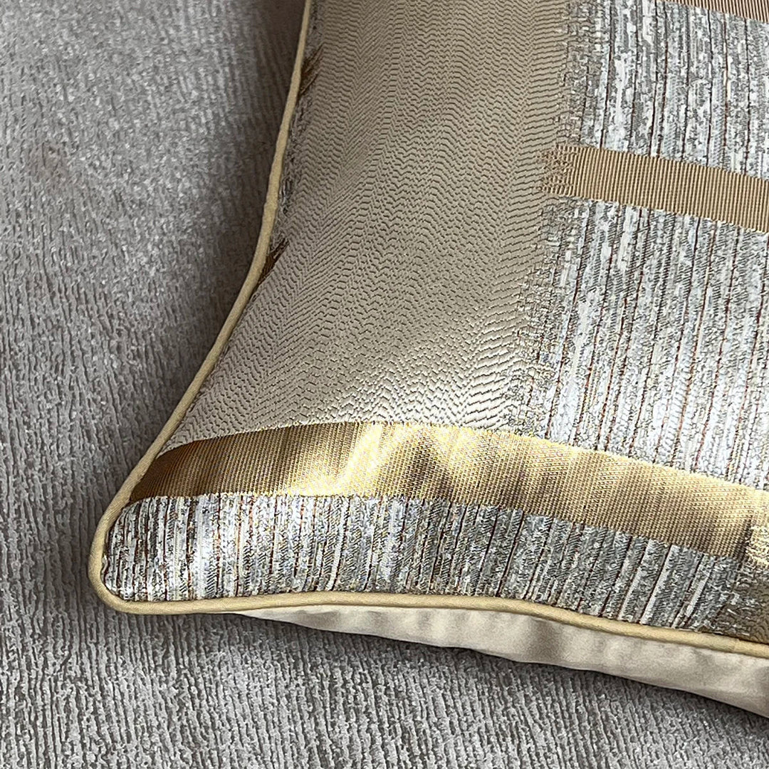 Glänzende Goldene Silberne Streifen Jacquard Kissenbezüge 45x45cm Kissenbezüge Quadratische Bezüge Für Sofa Wurfkissen Leichte Luxuriöse Nordische Wohnkultur