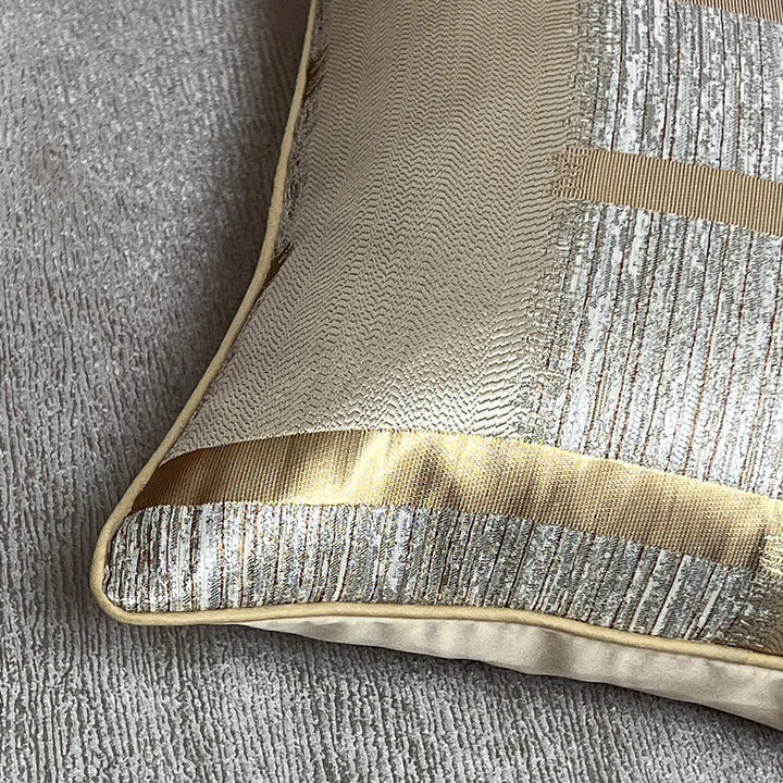 Glänzende Goldene Silberne Streifen Jacquard Kissenbezüge 45x45cm Kissenbezüge Quadratische Bezüge Für Sofa Wurfkissen Leichte Luxuriöse Nordische Wohnkultur