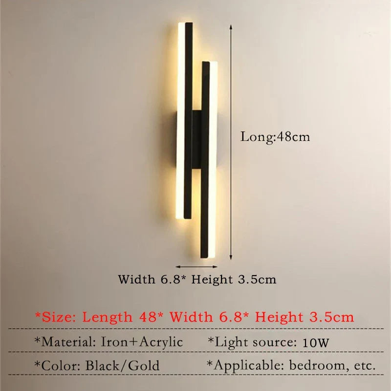 Moderne LED Wandleuchte – Schwarze & Goldene Acrylwandleuchte für Wohnzimmer, Schlafzimmer und Innendekoration