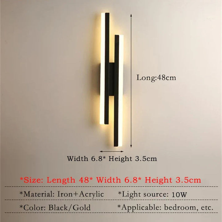 Moderne LED Wandleuchte – Schwarze & Goldene Acrylwandleuchte für Wohnzimmer, Schlafzimmer und Innendekoration