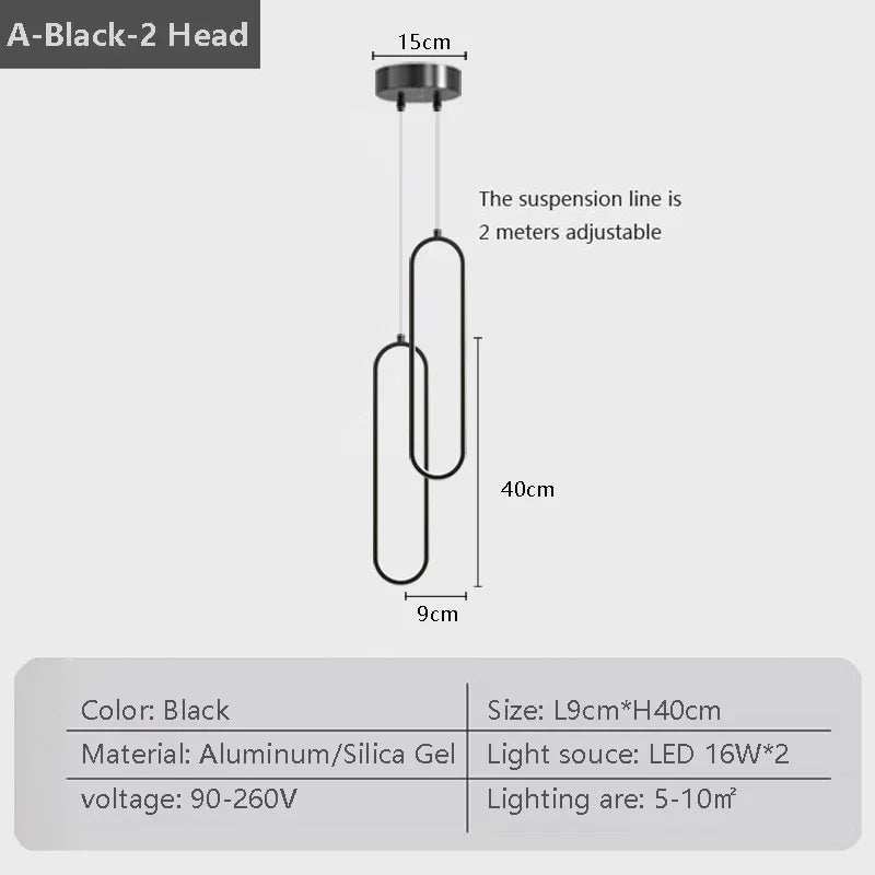 Moderne LED Pendelleuchte – Schwarz und Gold Hängelampe für Schlafzimmer, Wohnzimmer und Esszimmer Dekor
