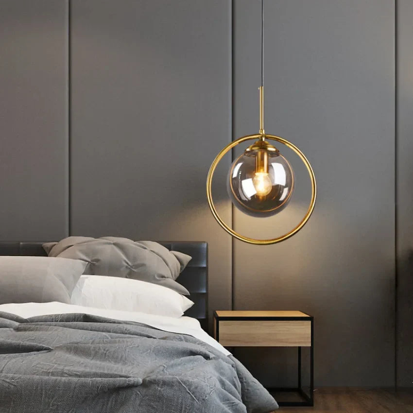 Moderne Glas Pendelleuchten für Schlafzimmer Nachttisch Badezimmer Hängelampe Deckenleuchten Hotel Restaurant Dekoration Ring