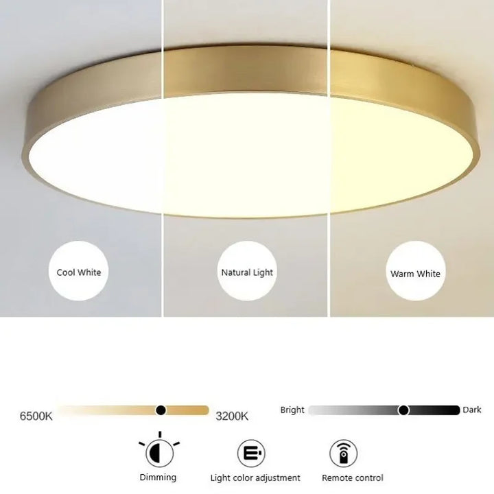 Moderne LED Flur Deckenleuchten - Einfache goldene Rundlampen