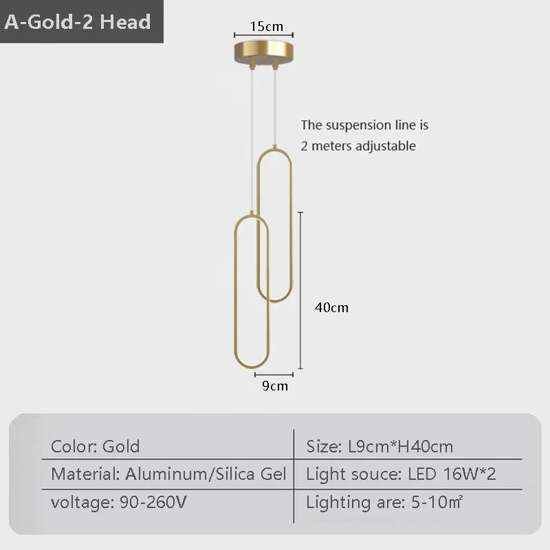Moderne LED Pendelleuchte – Schwarz und Gold Hängelampe für Schlafzimmer, Wohnzimmer und Esszimmer Dekor