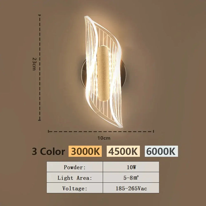 Moderne LED-Wandlampe – Einstellbare 3-Farben-Leuchte für Schlafzimmer, Wohnzimmer, Balkon und Innendekoration
