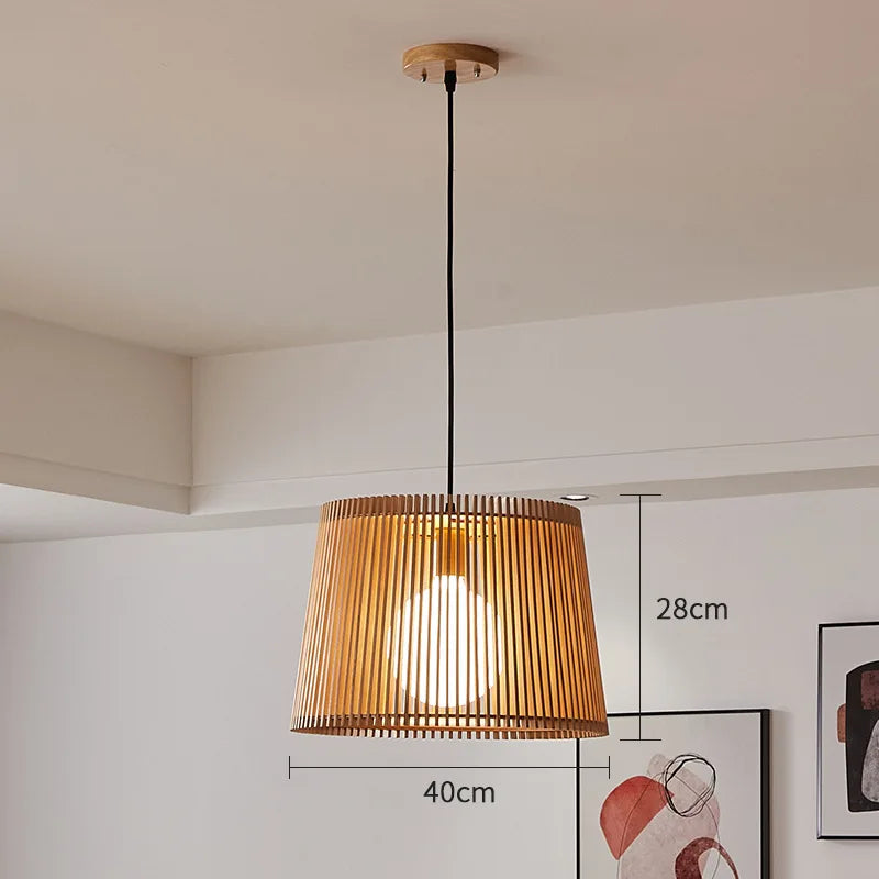 Moderne japanische Vogelkäfig Pendelleuchte – Holz Eimer Kronleuchter für Wohnzimmer, Schlafzimmer und Bar Dekor