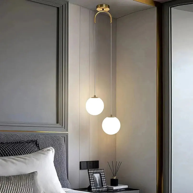 Moderne Glas LED Pendelleuchte – Nordischer Stil Hängeleuchte für Wohnzimmer, Schlafzimmer, Restaurant und Bar, 220V AC, Innenbeleuchtung Einbauleuchte