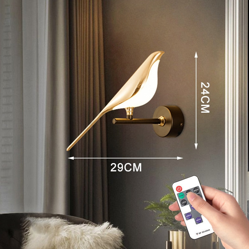 Moderne nordische Wandvogel Lampe
