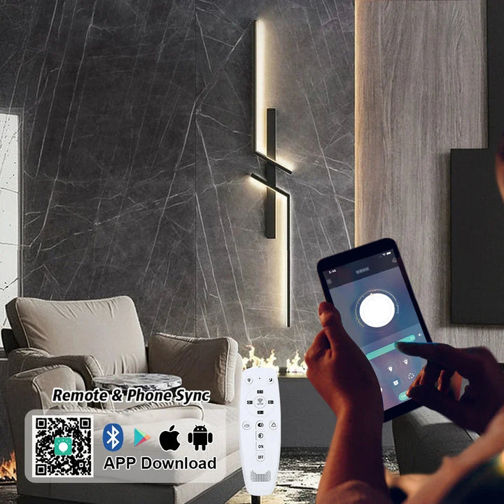 Moderne dimmbare LED-Wandleuchte – Fernbedienbare minimalistische Wandleuchte für Schlafzimmer, Wohnzimmer und TV-Hintergrund
