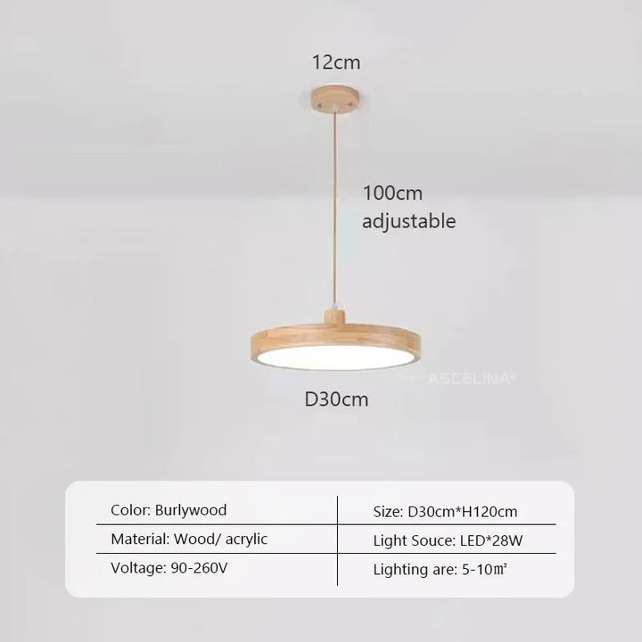 Moderne nordische LED-Hängelampe – Holz-Hängelampe mit 3 Farboptionen für Esszimmer, Schlafzimmer und Café