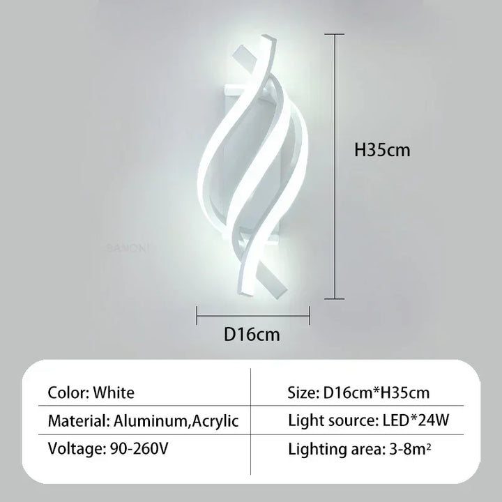 Moderne LED Wandleuchte – Gebogene Spiraldesign Wandleuchte für Wohnzimmer, Schlafzimmer, Flur und Wohnkultur