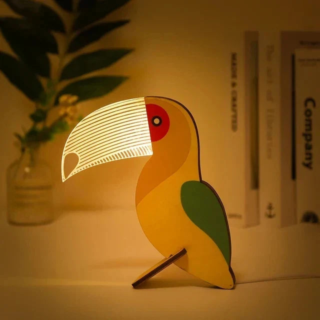 Charmante Holz Tiere LED Nachttischlampen