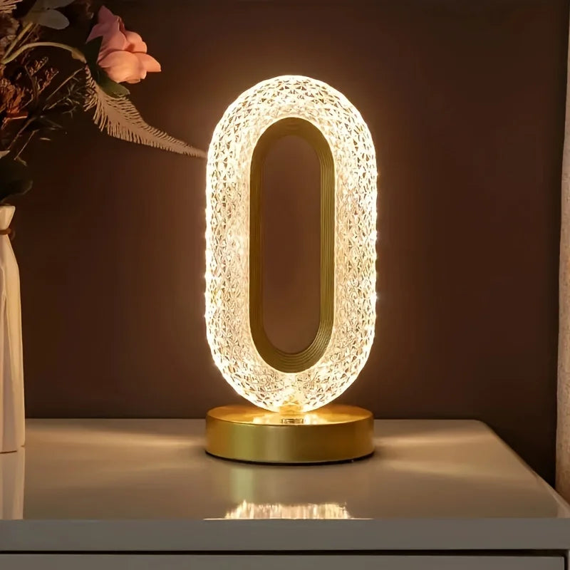 Moderne Luxus Oval USB Wiederaufladbare Kristall Tischlampe – Dimmbares LED Nachtlicht für Schlafzimmer, Wohnzimmer und Nachttischdekoration