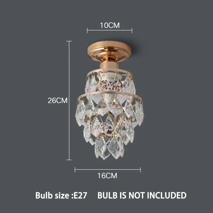 Moderne Gold Mini Kristall Deckenleuchte – E27 LED Leuchte für Schlafzimmer, Wohnzimmer, Treppen und Wohnkultur
