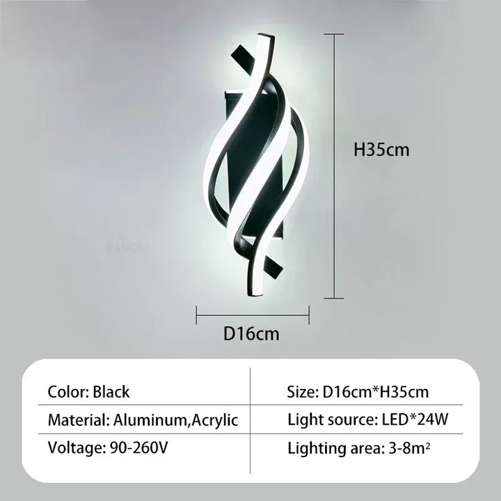 Moderne LED Wandleuchte – Gebogene Spiraldesign Wandleuchte für Wohnzimmer, Schlafzimmer, Flur und Wohnkultur