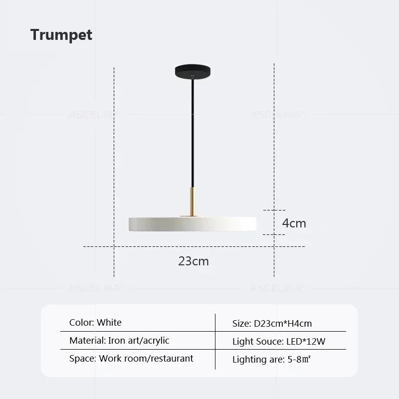 Moderne LED Pendelleuchte – 23/30cm Scheibenhängelampe für Schlafzimmer, Wohnzimmer, Büro und Gang – Dimmbares LED Deckenlicht