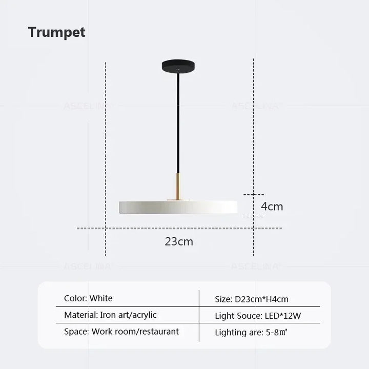 Moderne LED Pendelleuchte – 23/30cm Scheibenhängelampe für Schlafzimmer, Wohnzimmer, Büro und Gang – Dimmbares LED Deckenlicht