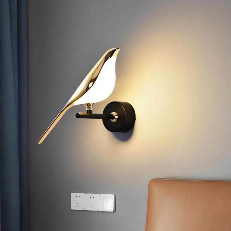 Moderne nordische Wandvogel Lampe