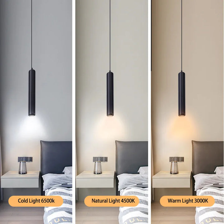 Moderne LED Pendelleuchte – Schlanker Zylinder Hängeleuchte für Küchen-, Wohn- und Schlafzimmerdekoration