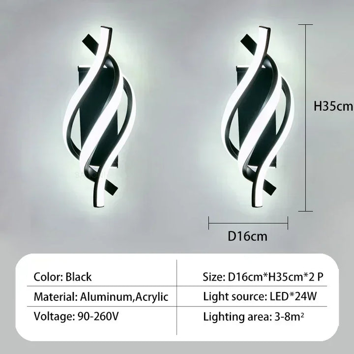 Moderne LED Wandleuchte – Gebogene Spiraldesign Wandleuchte für Wohnzimmer, Schlafzimmer, Flur und Wohnkultur