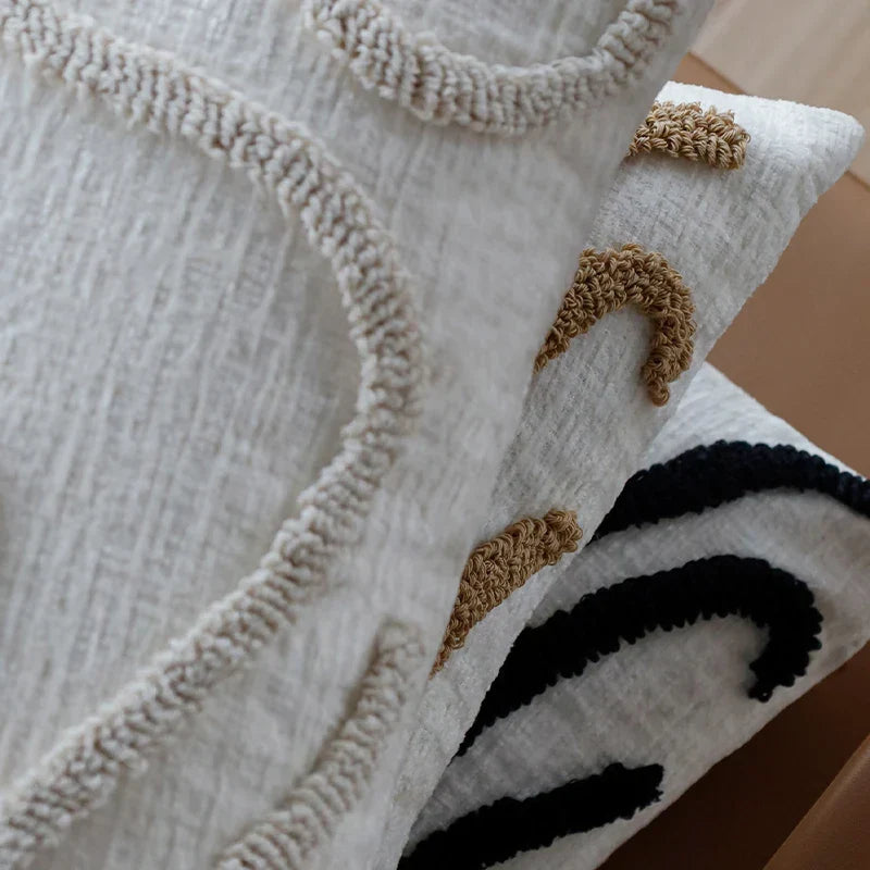 Boho Chenille Kissen mit weichen geometrischen Linien für Sofa und Wohnzimmer