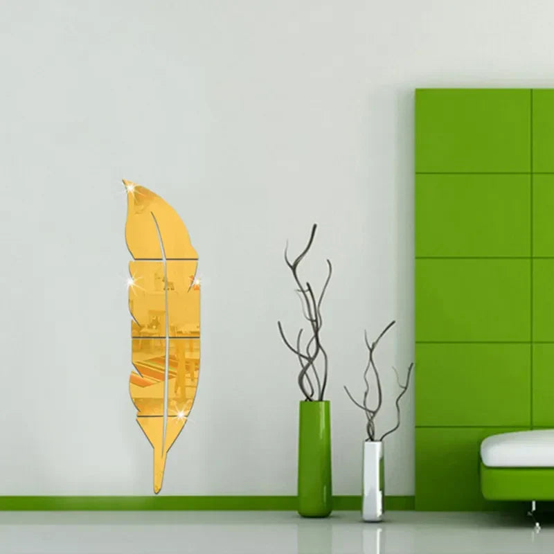 3D Feder Kunst Spiegel Wandaufkleber