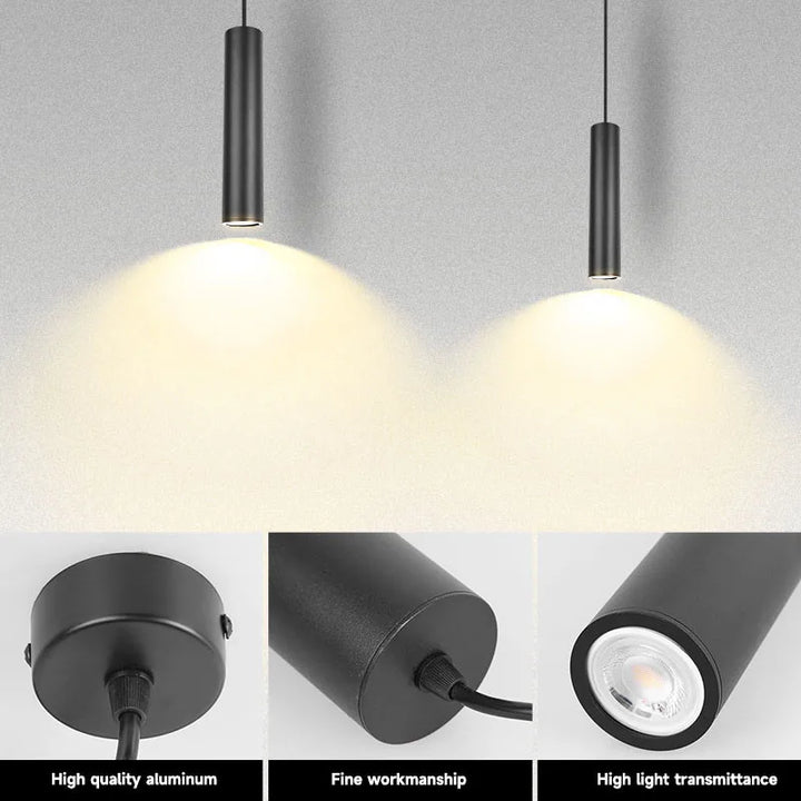 Moderne LED Pendelleuchte – Schlanker Zylinder Hängeleuchte für Küchen-, Wohn- und Schlafzimmerdekoration