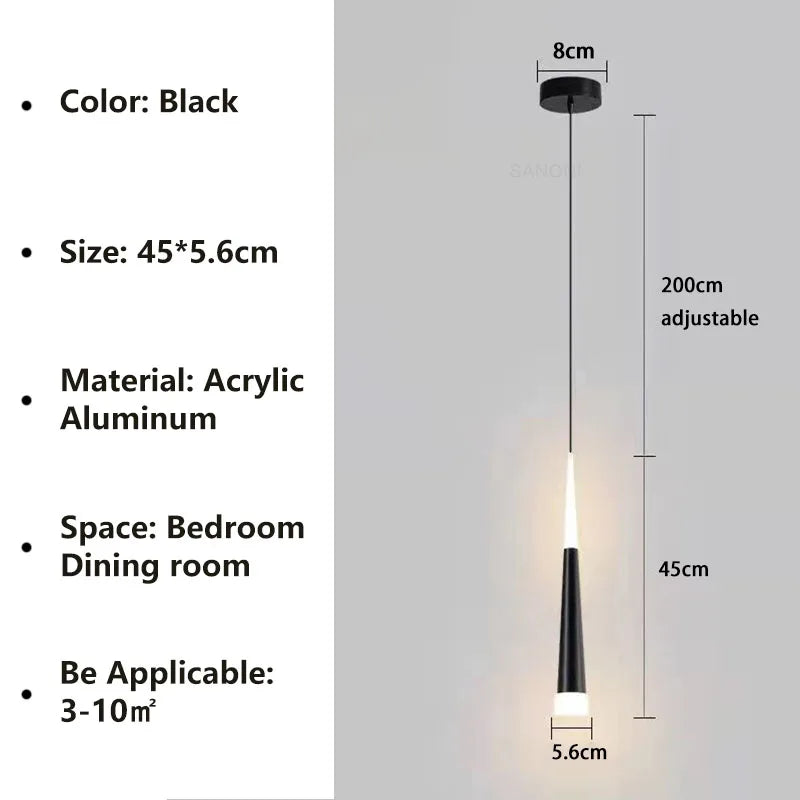 Nordic LED Pendelleuchte – Lange Hängeleuchte für Schlafzimmer, Wohnzimmer, Esszimmer und Arbeitszimmer – Moderne Wohnkultur Lichtobjekt